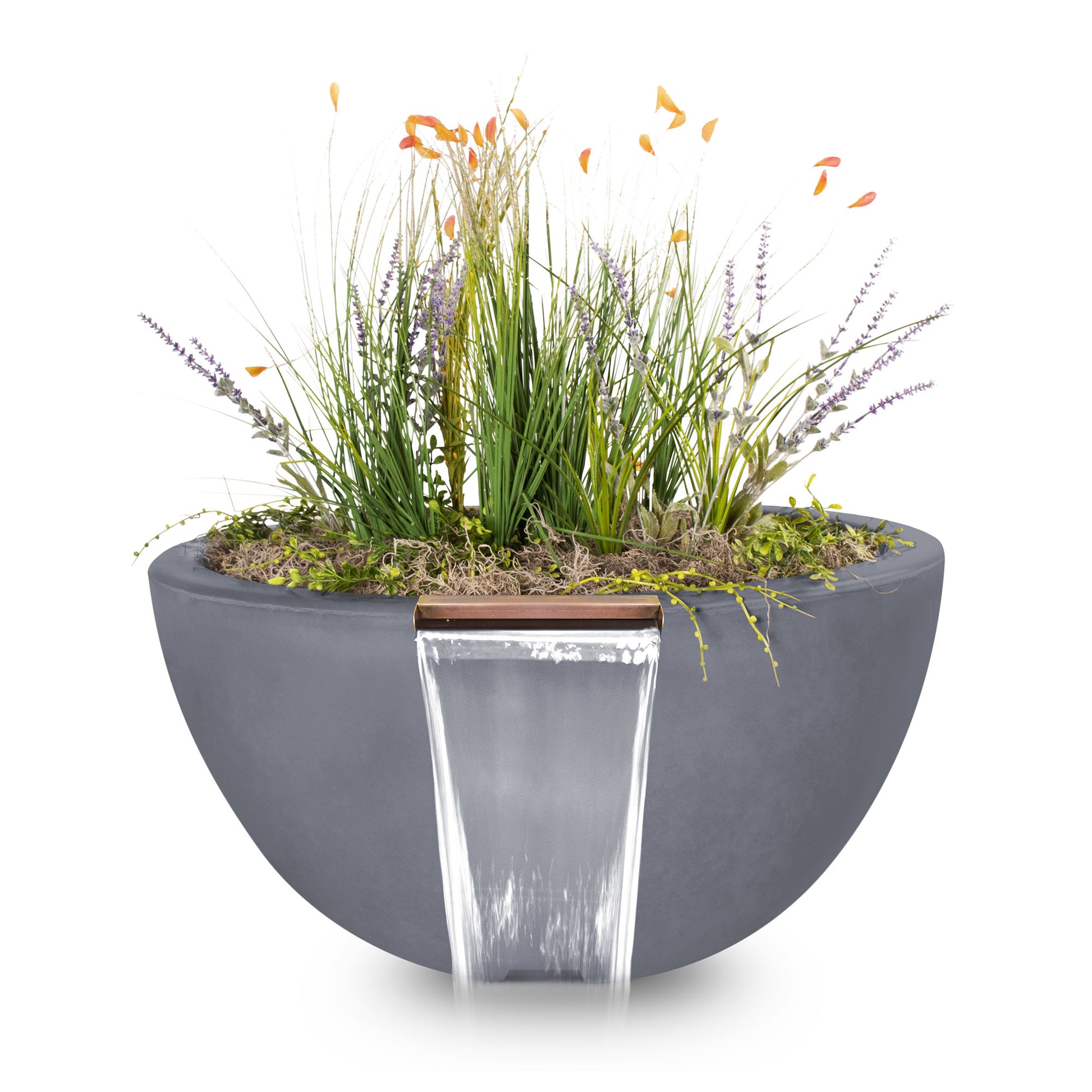 Luna Concrete Planter & Water Bowl Gray