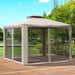 Outsunny 10’ x 10’ Gazebo with Netting Steel Fabric Outdoor Patio Pavilion Canopy Tent - 84C-133CG