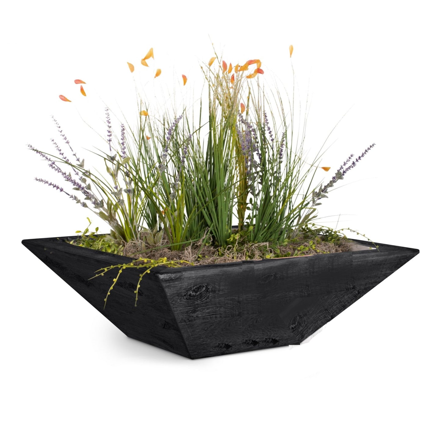 Maya Wood Grain Concrete Planter Bowl - Ebony