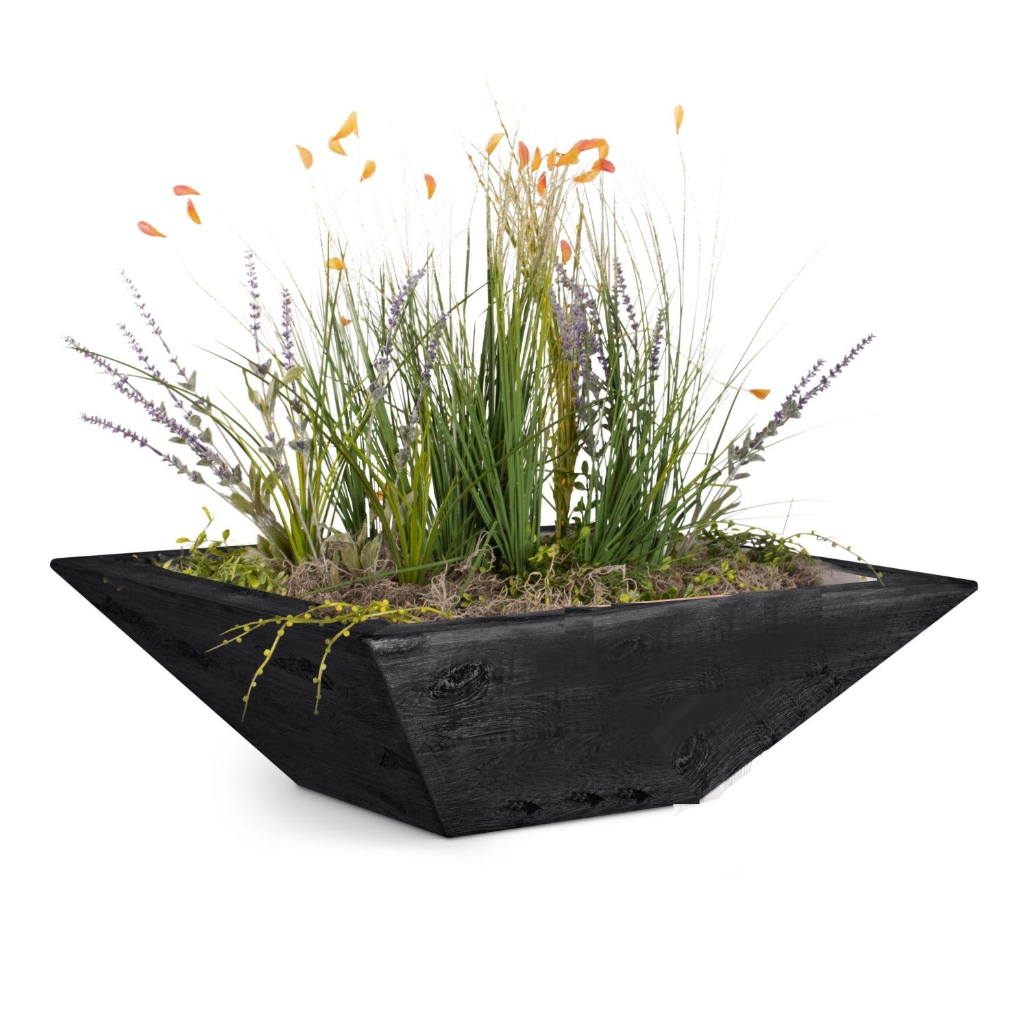 Maya Wood Grain Concrete Planter Bowl - Ebony