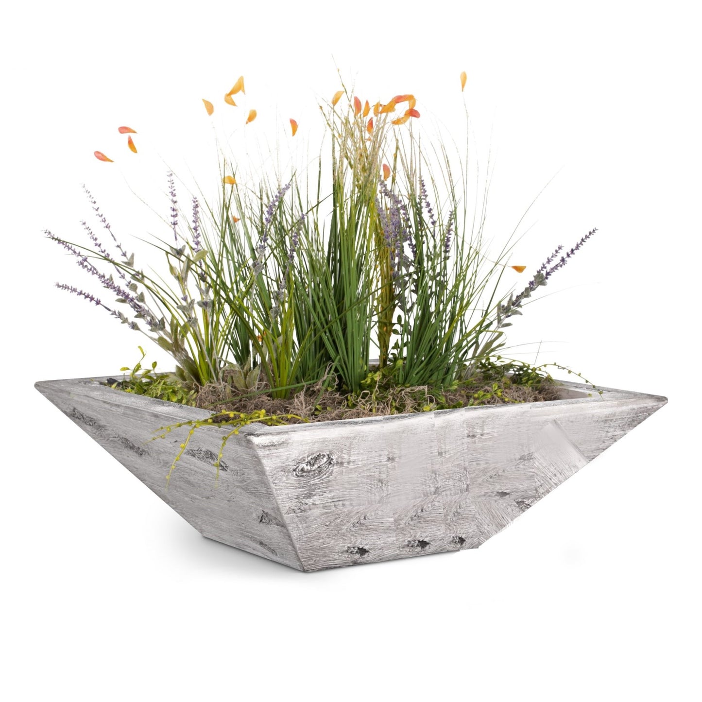 Maya Wood Grain Concrete Planter Bowl - Ivory