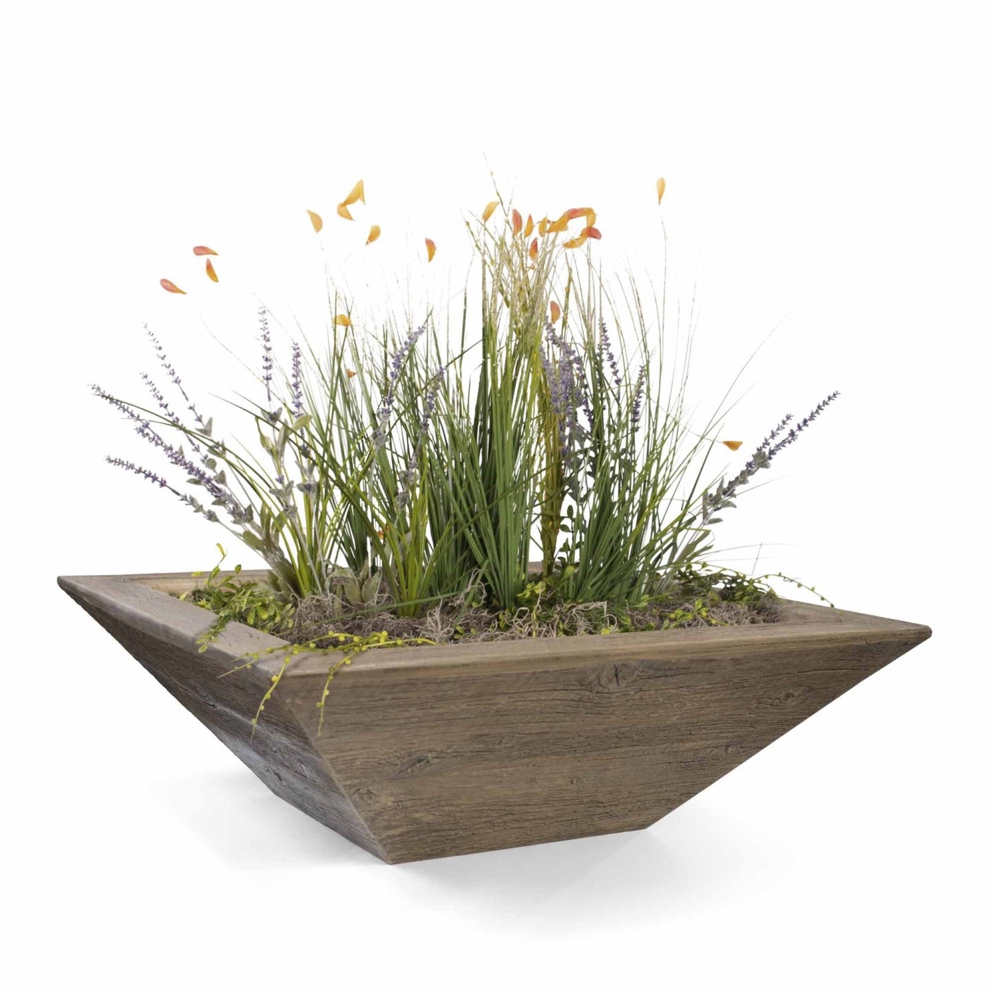 Maya Wood Grain Concrete Planter Bowl - Oak