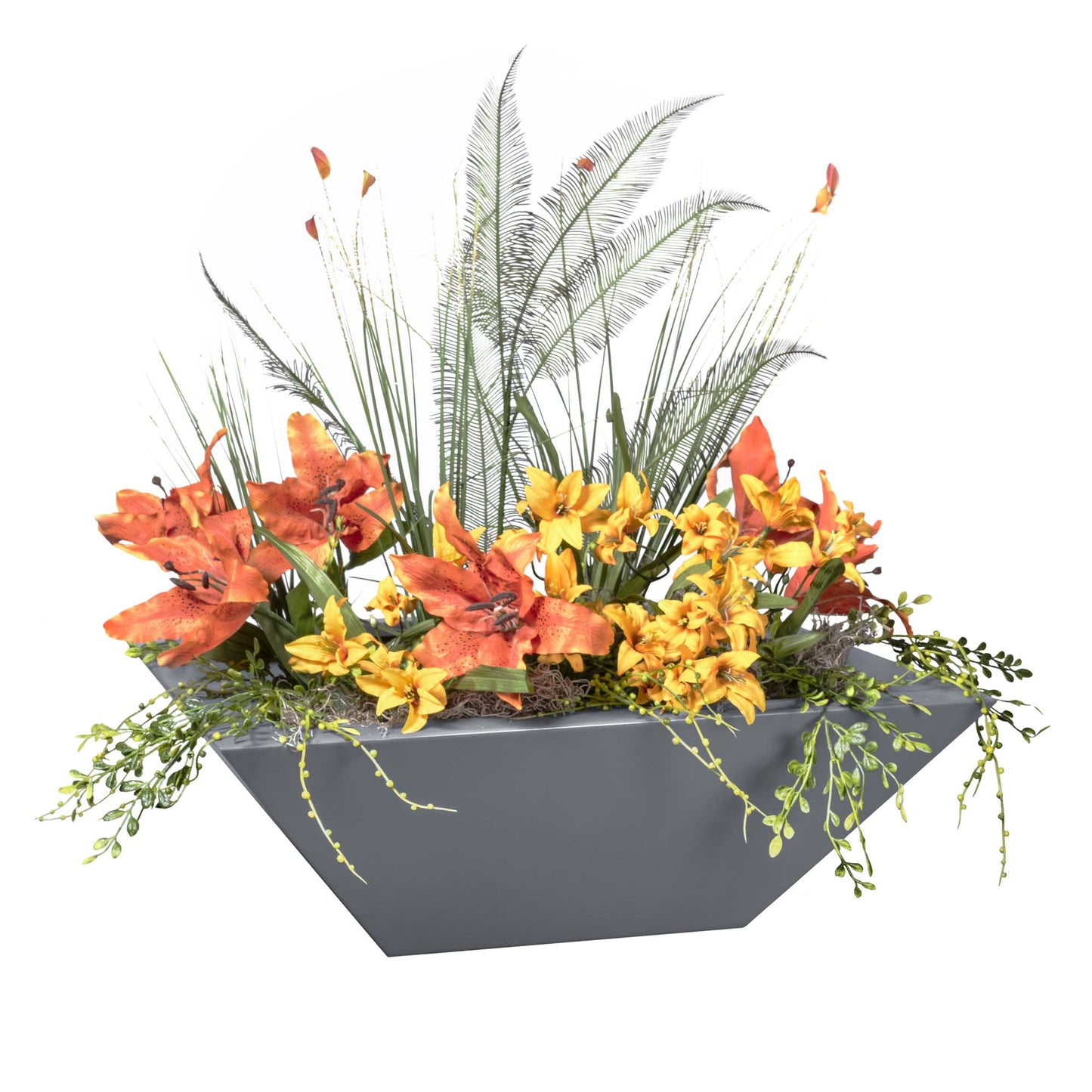 Maya Powder Coated Steel Planter Bowl Gray Powdercoat