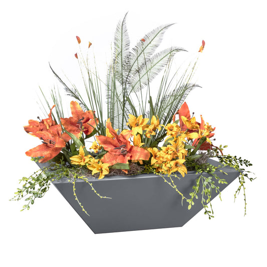 Maya Powder Coated Steel Planter Bowl Gray Powdercoat