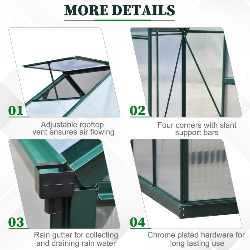 Outsunny 6' x 6' x 7' Polycarbonate Portable Walk-In Garden Greenhouse - 845-058