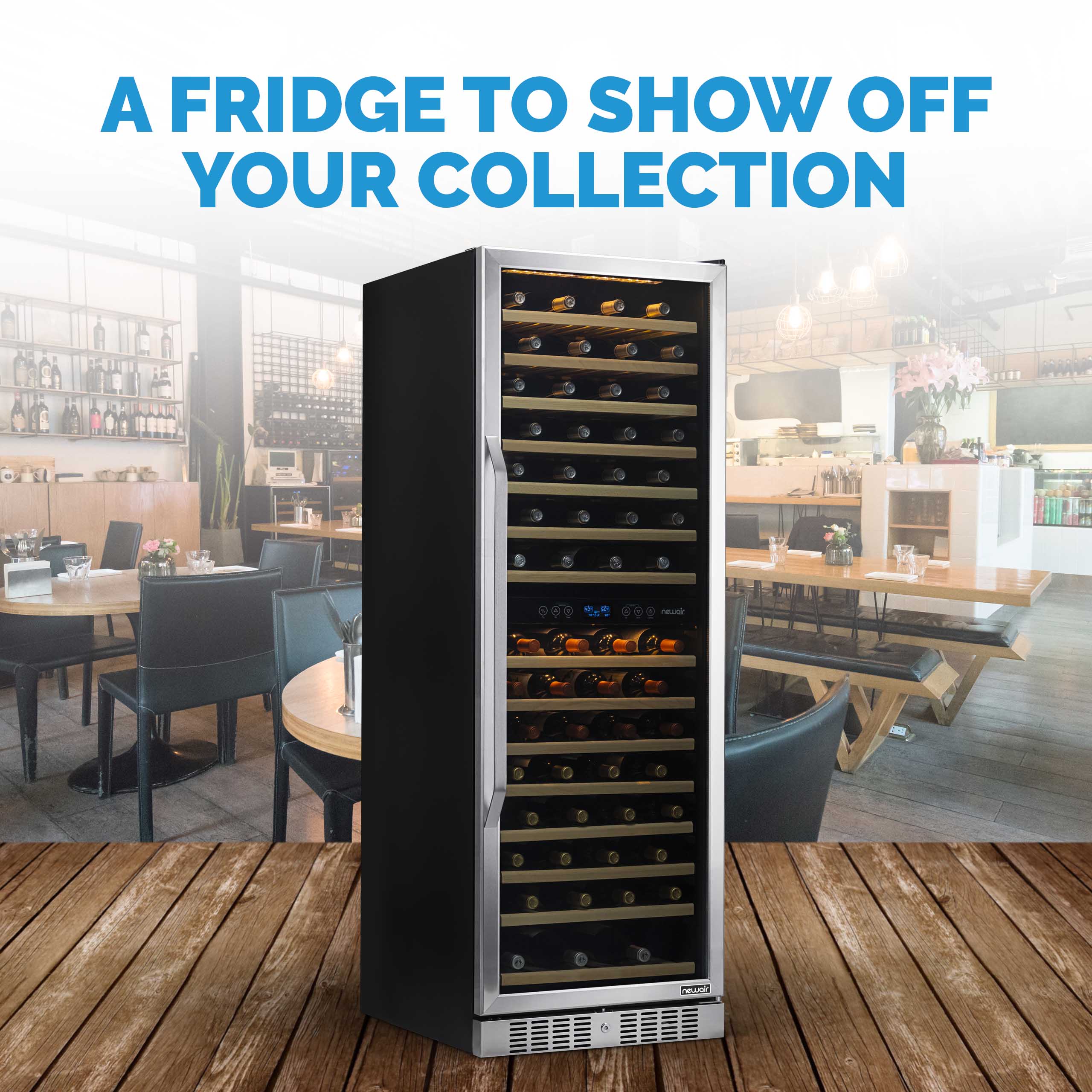 Newair - 27” 160-Bottle Dual-Zone Built-in/Freestanding Stainless Steel Wine Fridge AWR-1600DB - w/ Smooth Rolling Shelves