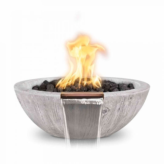 The Outdoor Plus OPT-RWGFW Sedona Wood Grain Concrete Fire and Water Bowl, 27-Inch