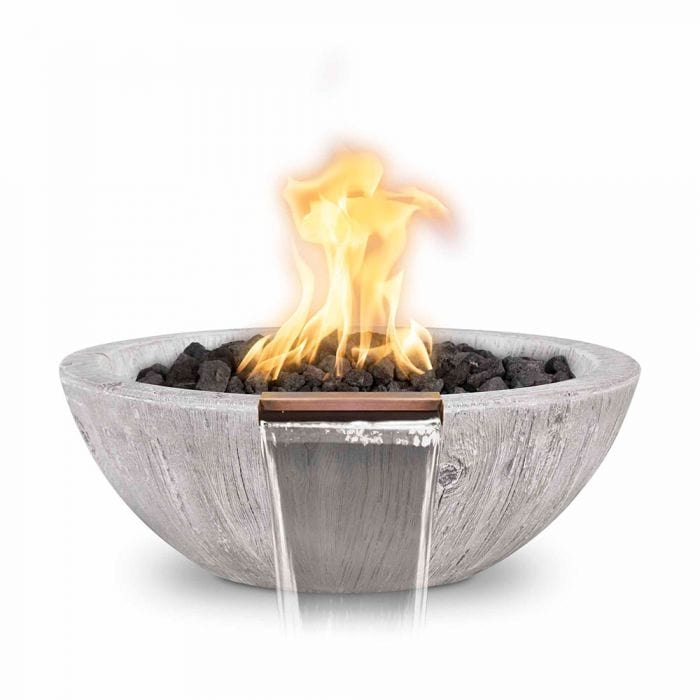 The Outdoor Plus OPT-RWGFW Sedona Wood Grain Concrete Fire and Water Bowl, 27-Inch