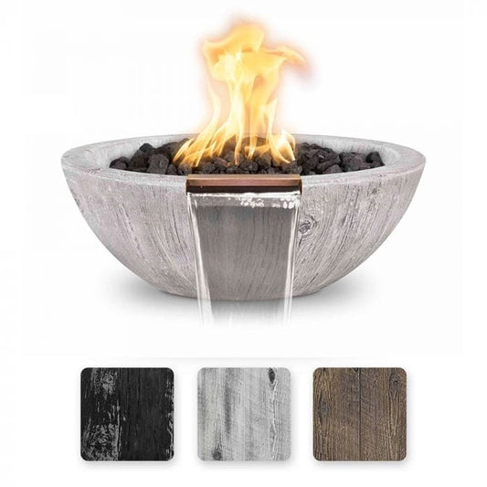 The Outdoor Plus OPT-RWGFW Sedona Wood Grain Concrete Fire and Water Bowl, 27-Inch