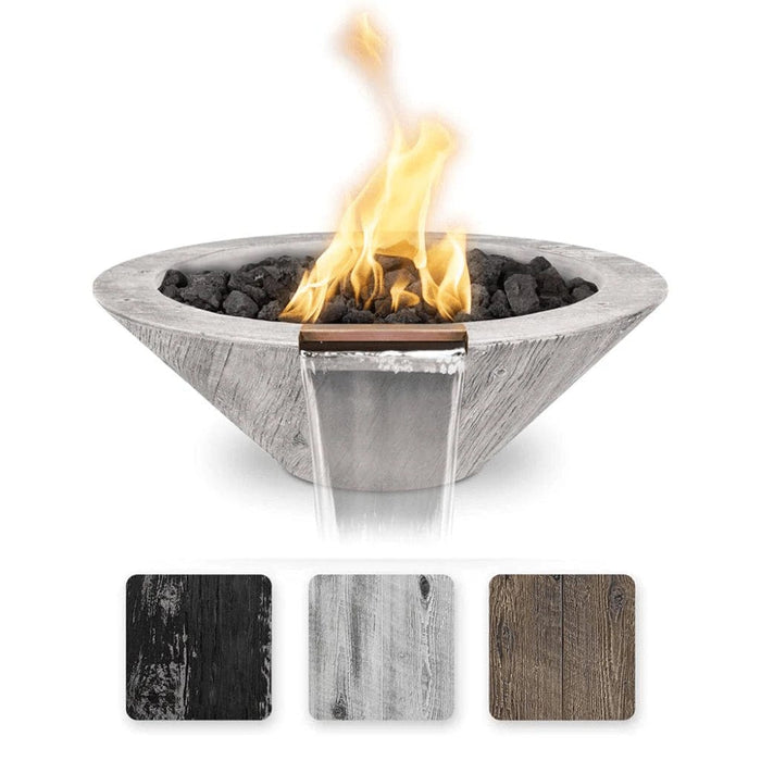 The Outdoor Plus OPT-RWGFW Cazo Round Wood Grain Concrete Fire and Water Bowl, 32-Inch