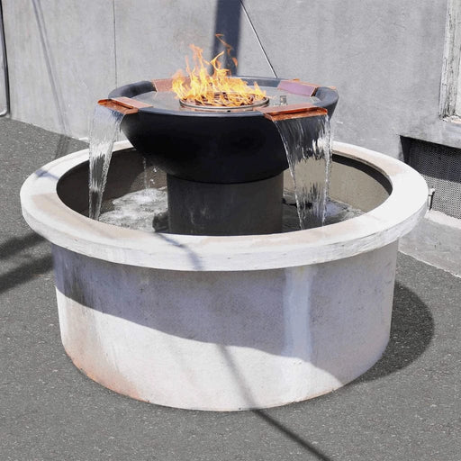 The Outdoor Plus OPT-RFW4W Sedona 4 Way Spill Round Concrete Fire and Water Bowl, 46-Inch