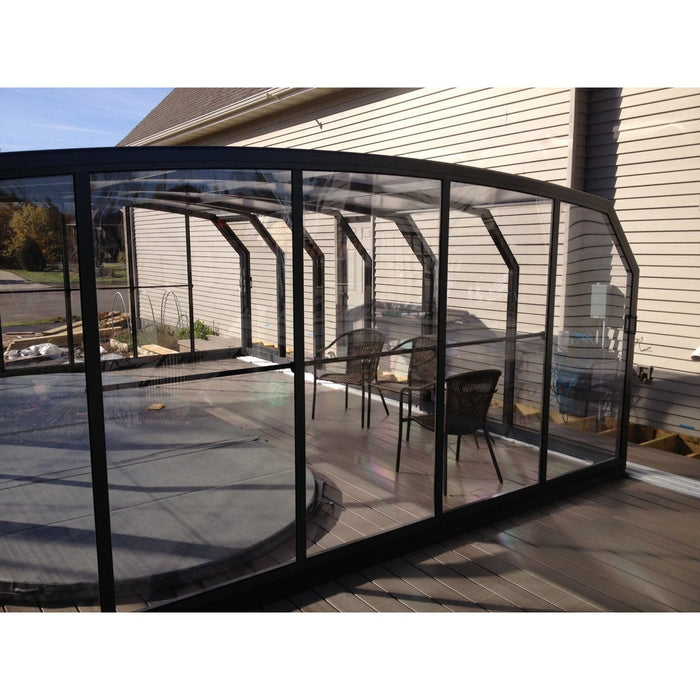 Sunrooms-Enclosures Polished Curves Oceanic High Type I Pool Enclosure, 20’10”L x 13’1”W x 7’4”H