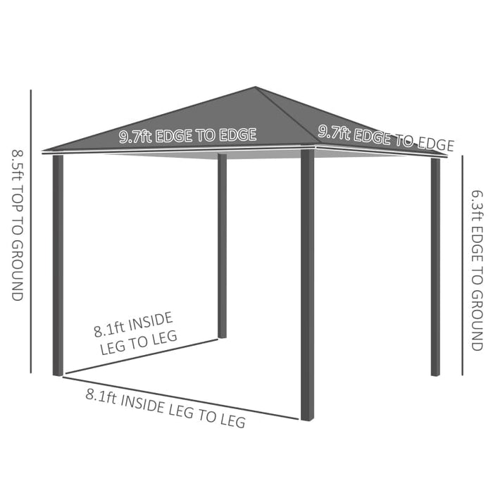 Outsunny Patio Gazebo 10' x 10' Outdoor Soft Top Canopy Tent - 84C-164