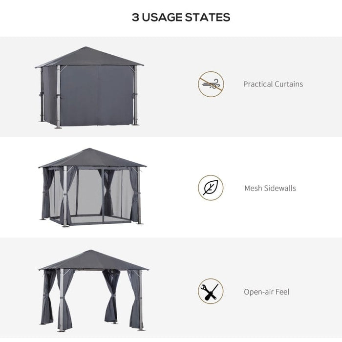 Outsunny Patio Gazebo 10' x 10' Outdoor Soft Top Canopy Tent - 84C-164