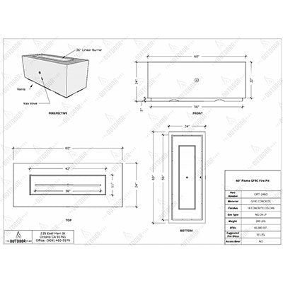 60" Pismo Concrete Fire Pit Specification
