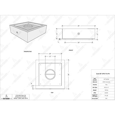  36" Quad Concrete Fire Pit Specifications