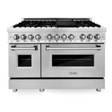 ZLINE 48 in. Appliance Package Dual Fuel Range, Range Hood, Microwave Drawer, Dishwasher, 4KP-RARH48-MWDW