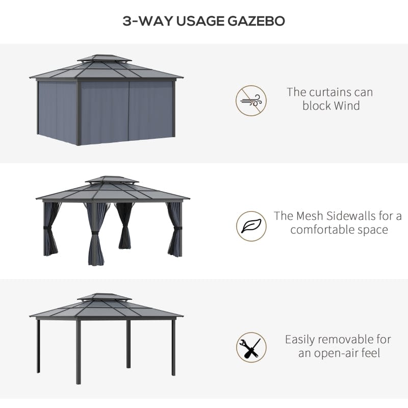 Outsunny 10x12 Hardtop Gazebo - 84C-215V01BK