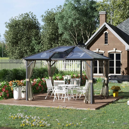 Outsunny 12' x 10' Hardtop Gazebo Aluminum Frame - 84C-291V01