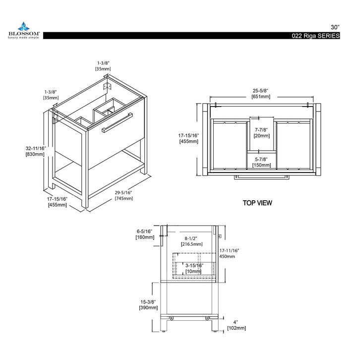 Blossom Riga 30 Inch Bathroom Vanity - V8022 30 01 - Backyard Provider