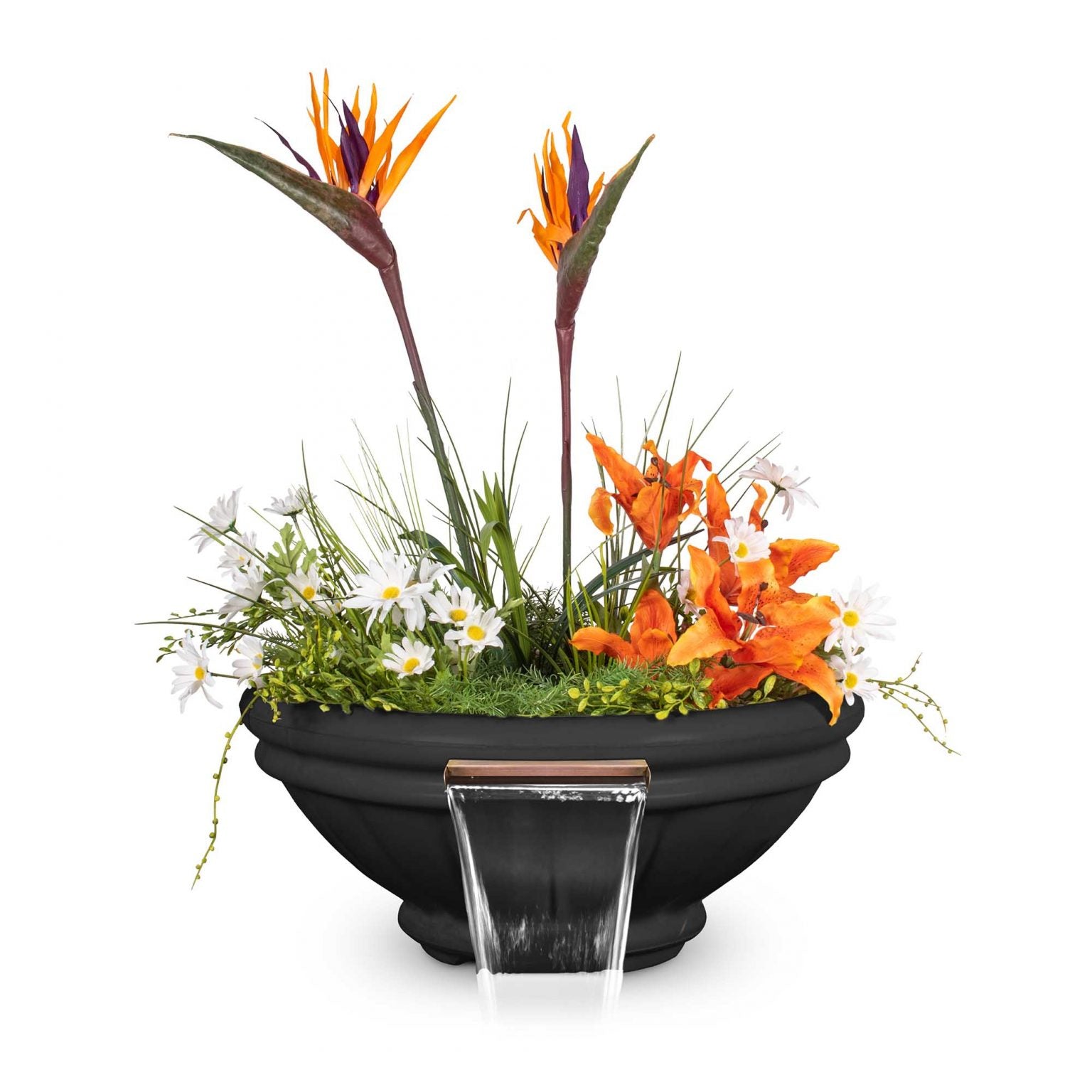 Roma Concrete Planter & Water Bowl Black