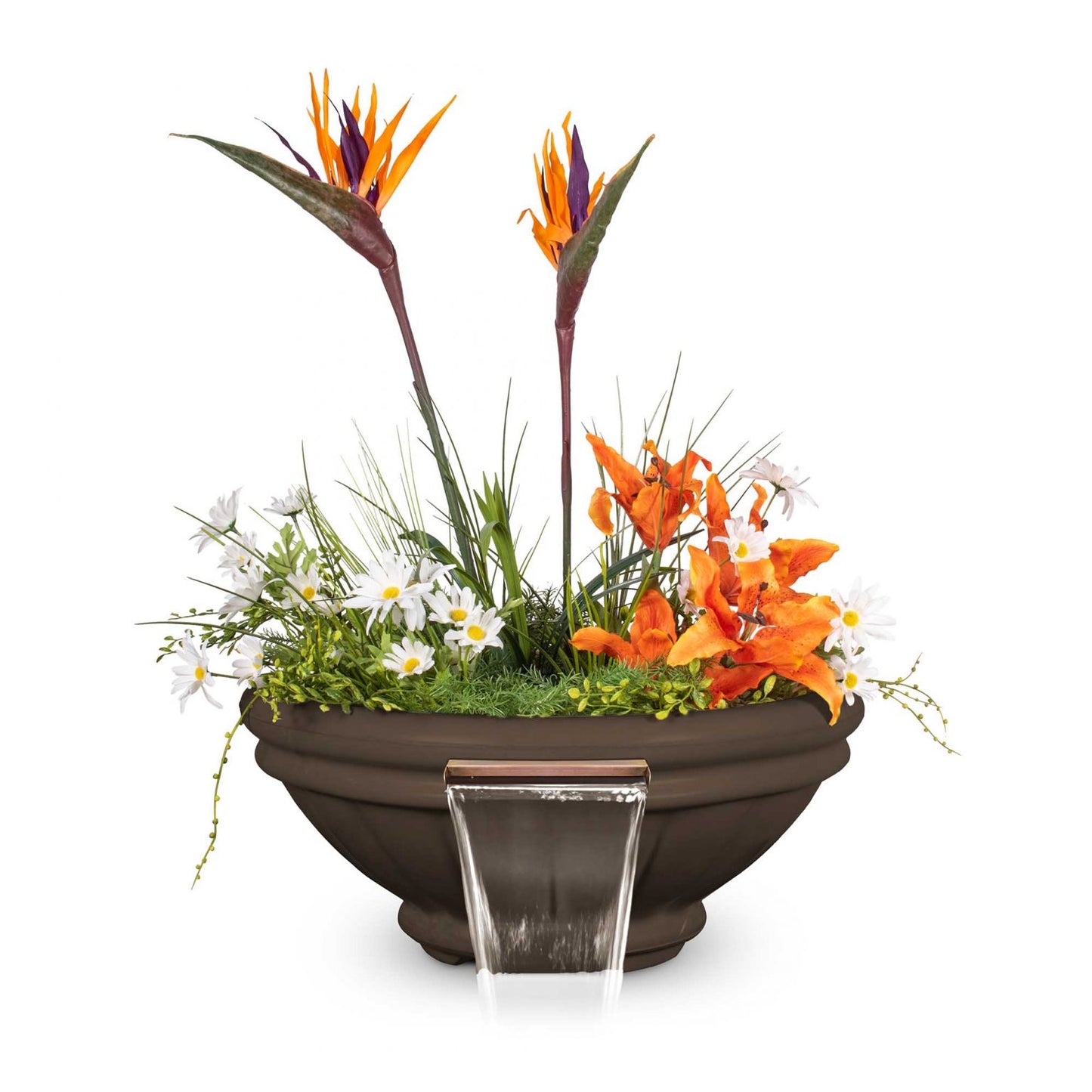 Roma Concrete Planter & Water Bowl Chocolate