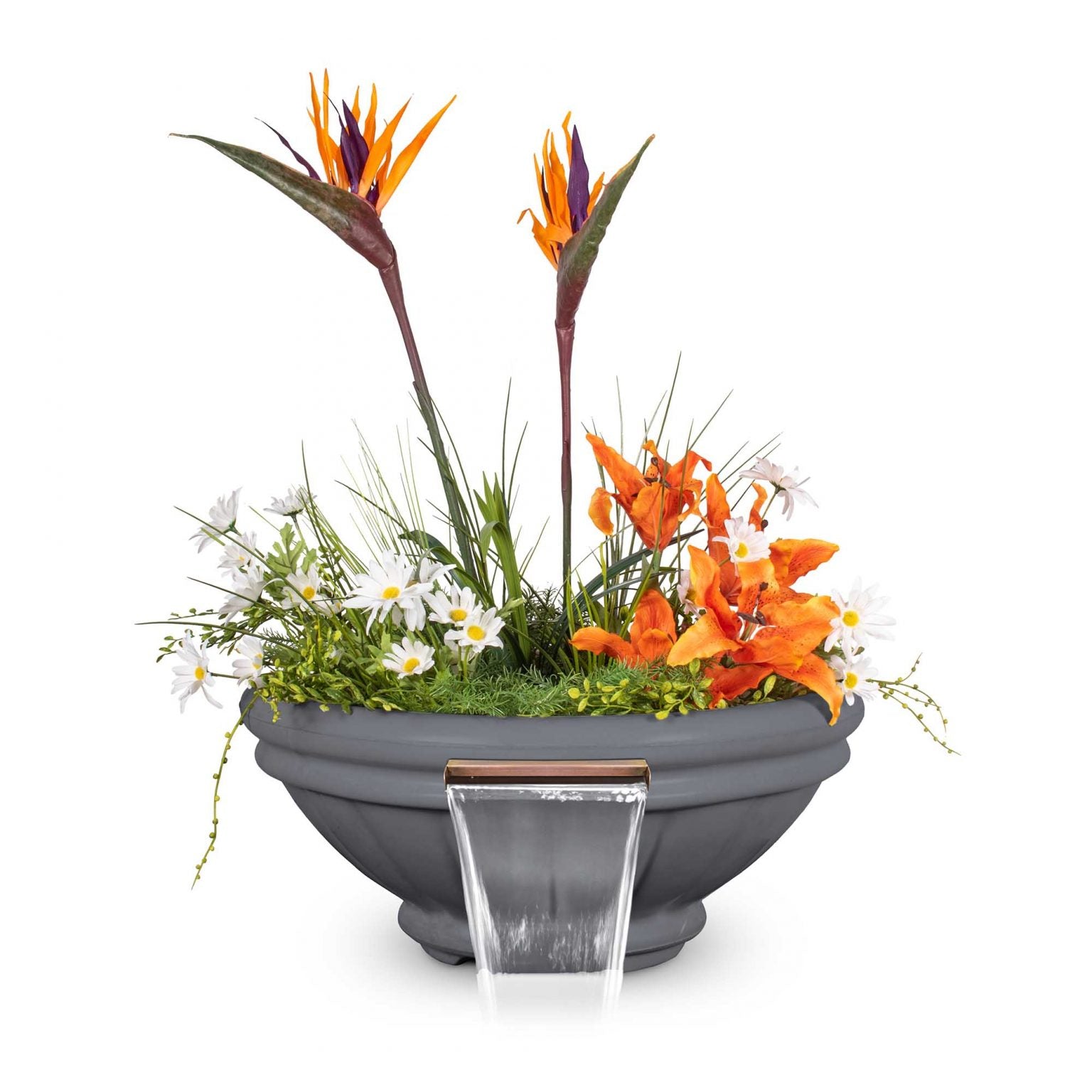 Roma Concrete Planter & Water Bowl Gray