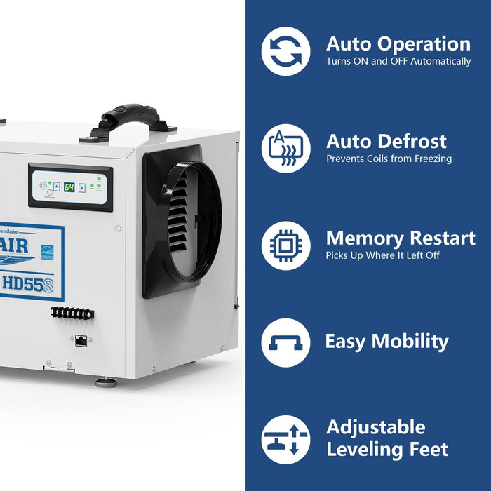 ALORAIR Basement/Crawl Space Dehumidifiers Removal 120 PPD Saturation - Sentinel HD55S