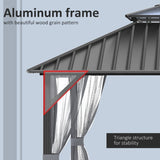 Outsunny 12'L x 9.8'W Steel Hardtop Patio Canopy - 84C-163BK