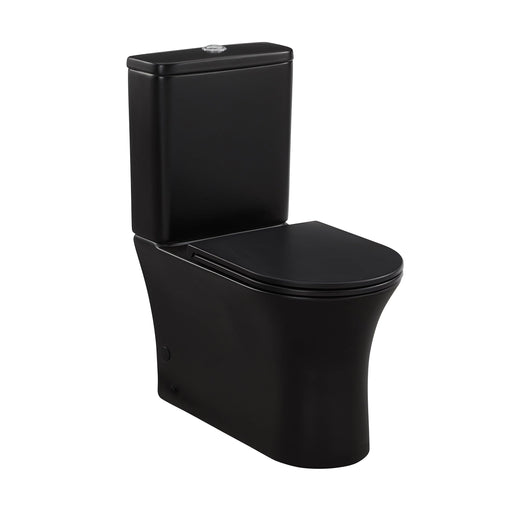 Swiss Madison Calice Two-Piece Elongated Rear Outlet Toilet Dual-Flush 0.8/1.28 gpf in Matte Black - SM-2T120MB - Backyard Provider
