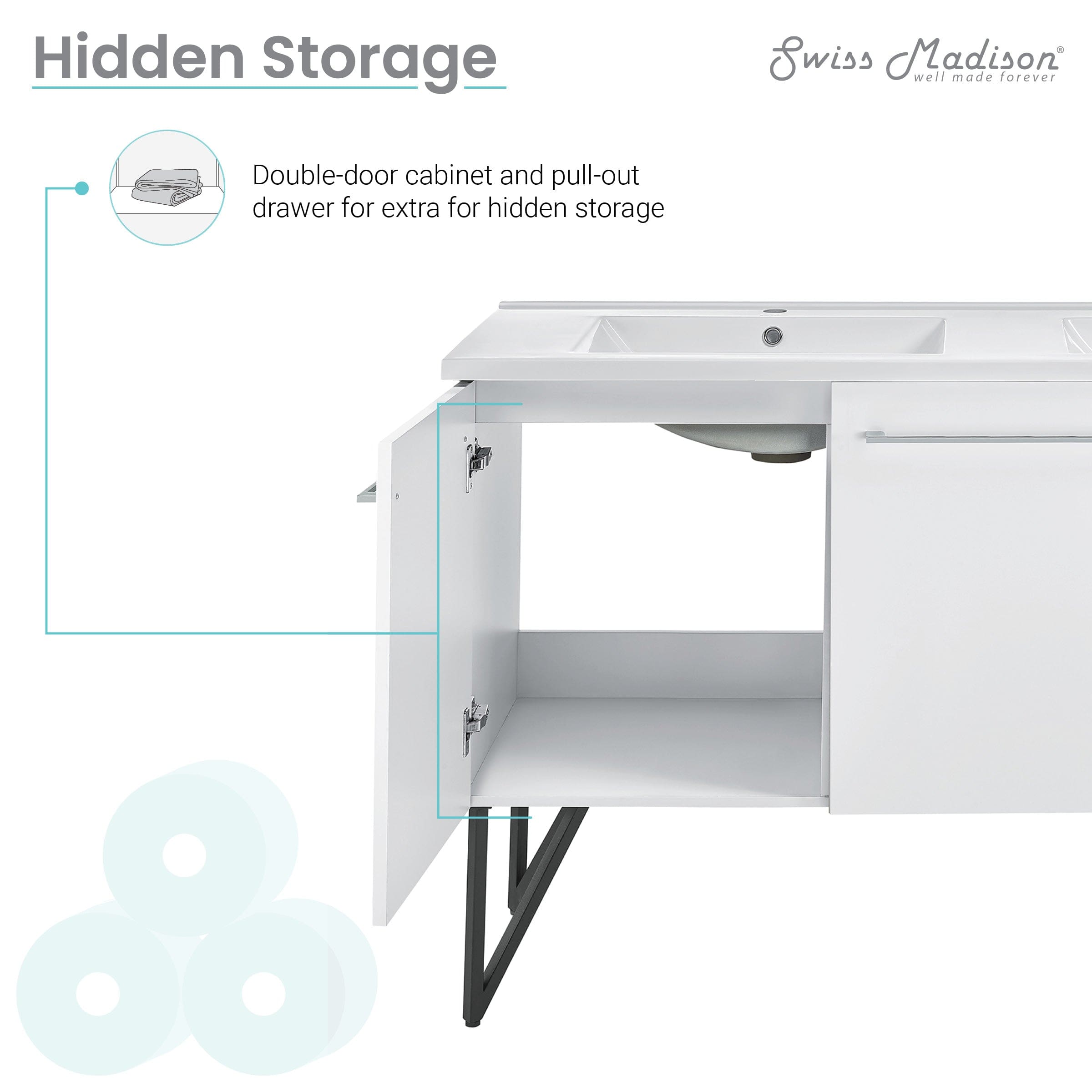 Swiss Madison Annecy 60" Bathroom Vanity in White - SM-BV216 - Backyard Provider