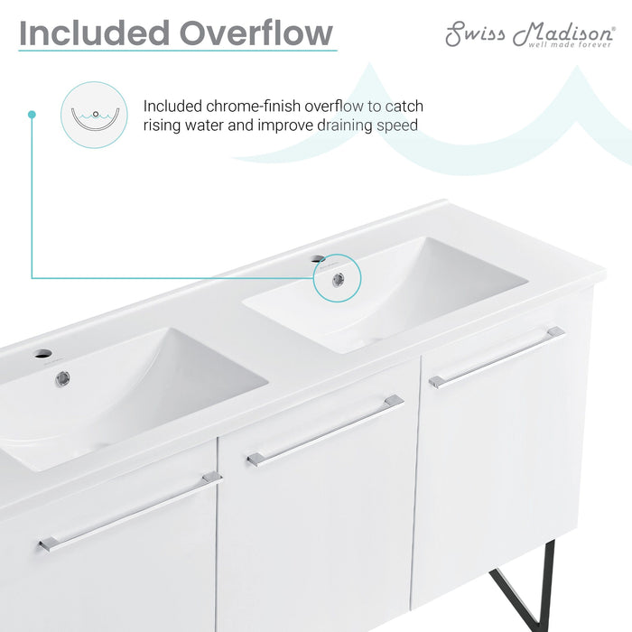 Swiss Madison Annecy 60" Bathroom Vanity in White - SM-BV216 - Backyard Provider