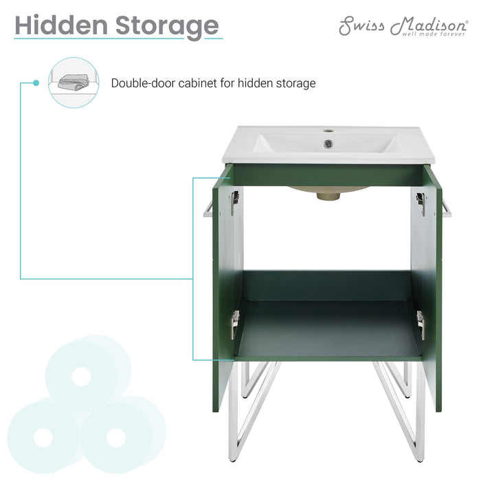 Swiss Madison Annecy 24" Bathroom Vanity in Atlas Green - SM-BV254EN - Backyard Provider