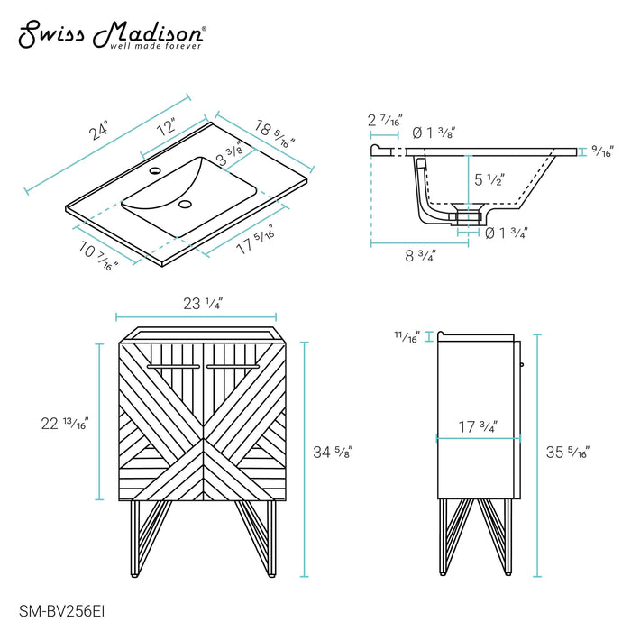 Swiss Madison Annecy 24" Bathroom Vanity in Mayhem Greige - SM-BV256EI - Backyard Provider