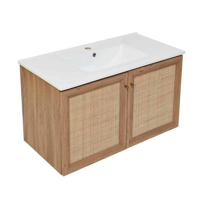 Swiss Madison Classé 36" Wall-Mounted Bathroom Vanity in Oak - SM-BV667 - Backyard Provider