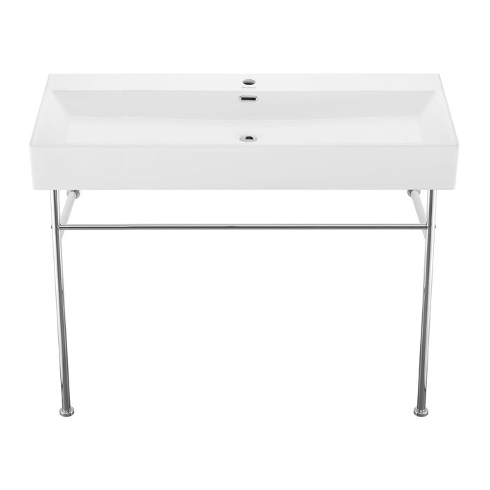 Swiss Madison Claire 40" Console Sink White Basin Chrome Legs - SM-CS714 - Backyard Provider