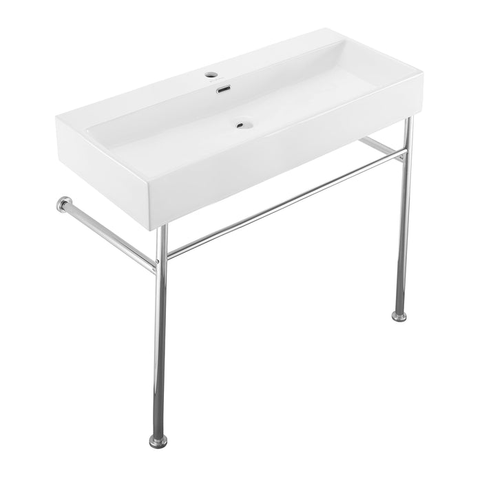 Swiss Madison Claire 40" Console Sink White Basin Chrome Legs - SM-CS714 - Backyard Provider