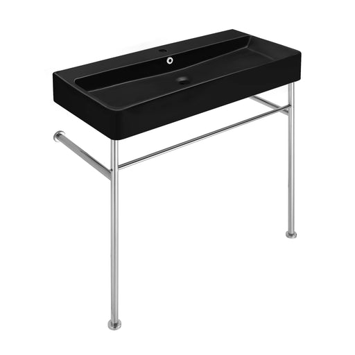 Swiss Madison Carré 36" Console Sink Matte Black Basin Chrome Legs - SM-CS763 - Backyard Provider