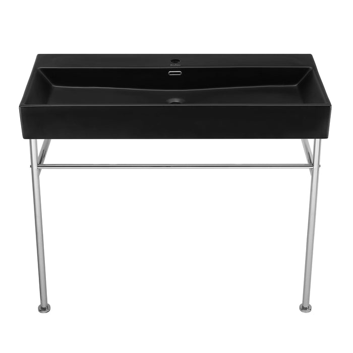 Swiss Madison Claire 40" Console Sink Matte Black Basin Chrome Legs - SM-CS764 - Backyard Provider