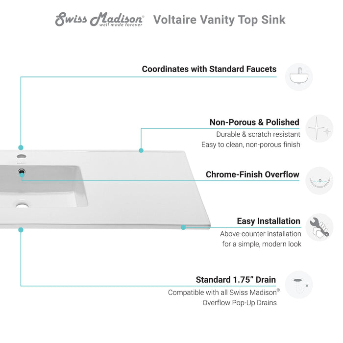 Swiss Madison Voltaire 49" Vanity Top Bathroom Sink - SM-VT330 - Backyard Provider