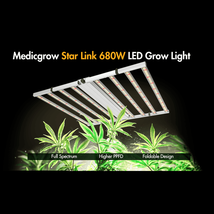 Medic Grow Fold-8 Full Spectrum LED Grow Lights for Indoor Plants - 760W,  Full Spectrum, 4X4, 5X5, High PPFD, AC 110-277V
