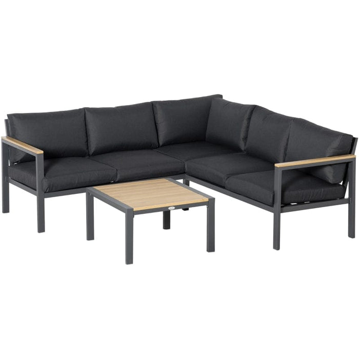Outsunny 5 Seater Patio Furniture Set, Aluminum Outdoor Conversation Sofa Set - 84B-779