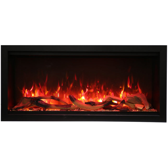 Amantii Symmetry 34'' Extra Tall & Deep Recessed Linear Indoor/Outdoor Electric Fireplace - SYM‐34‐XT / DESIGN‐MEDIA‐15PCE