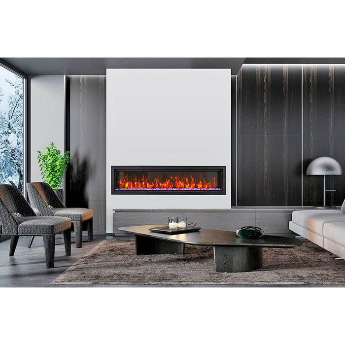 Amantii Symmetry Bespoke 60'' Wall Mount / Recessed Linear Indoor/Outdoor Electric Fireplace - SYM-60 BESPOKE / DESIGN MEDIA BIRCH-10PCE