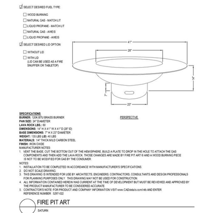Fire Pit Art Saturn Fire Pit