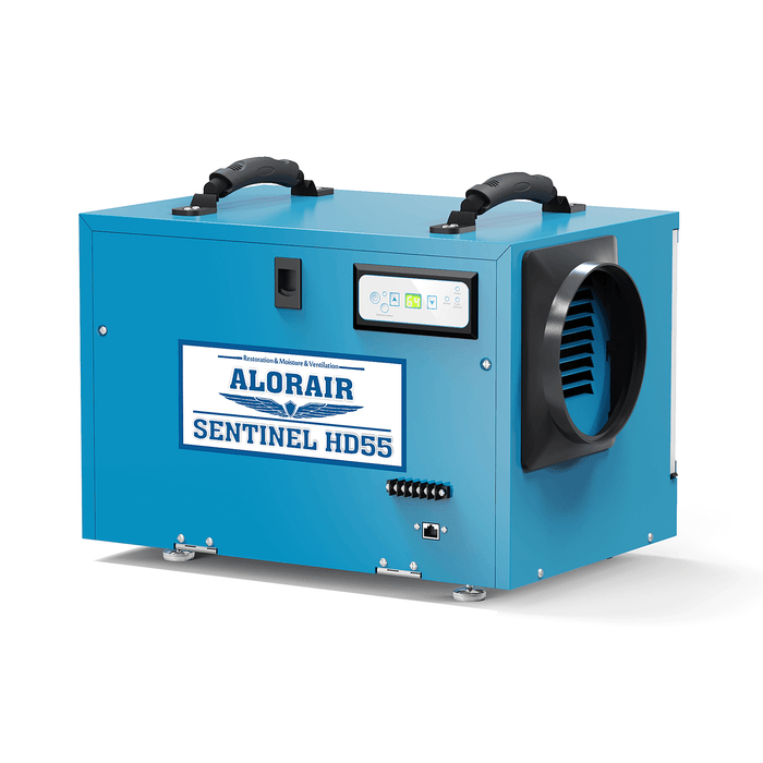 AlorAir Commercial Dehumidifier 113 Pint, with Drain Hose for Crawl Spaces, Basements, Industry Water Damage Unit, Compact, Portable, Auto Defrost, Memory Starting, 5 Years Warranty | Sentinel HD55 Blue