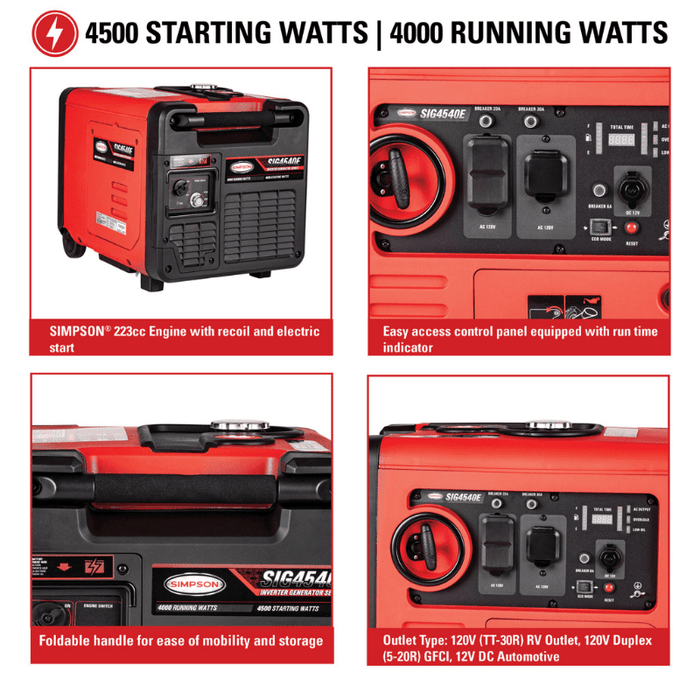 Simpson Portable 4000-Watt Inverter Generator - SIG4540E