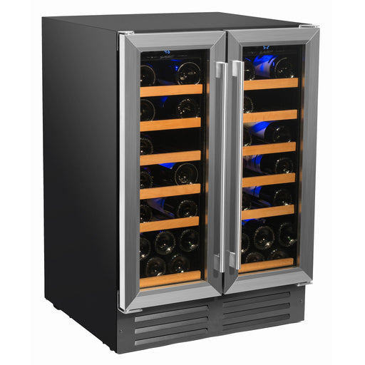 40 Bottle Dual Zone Wine Cooler, Stainless Steel Door Trim - Backyard Provider