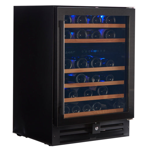 46 Bottle Black Stainless Under Counter Wine Cooler, Dual Zone - Backyard Provider