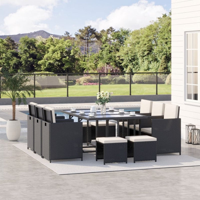 Outsunny 11 Piece Outdoor PE Rattan Wicker Table and Chair Patio Furniture Set - 841-162
